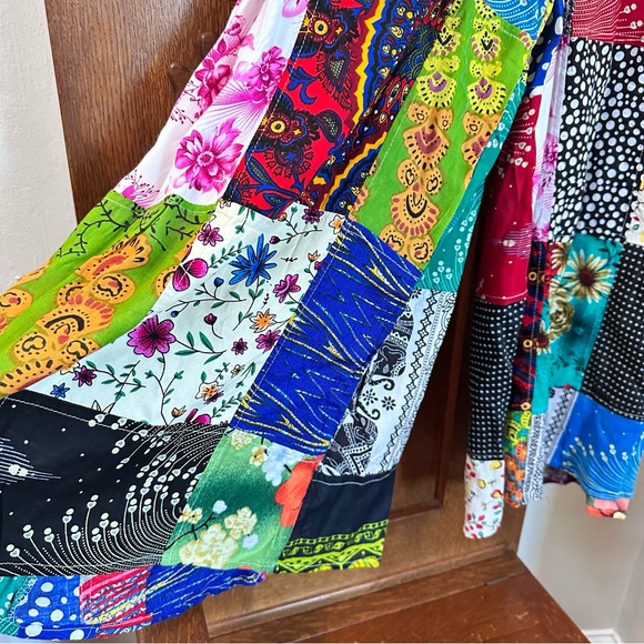 NWT Patchwork Palazzo Vibrant Multicolor Pants - Picture 3 of 13